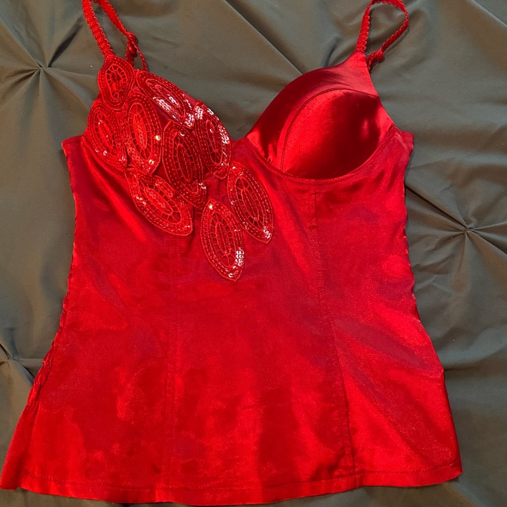 Super cute Body Central red tank with red sequins